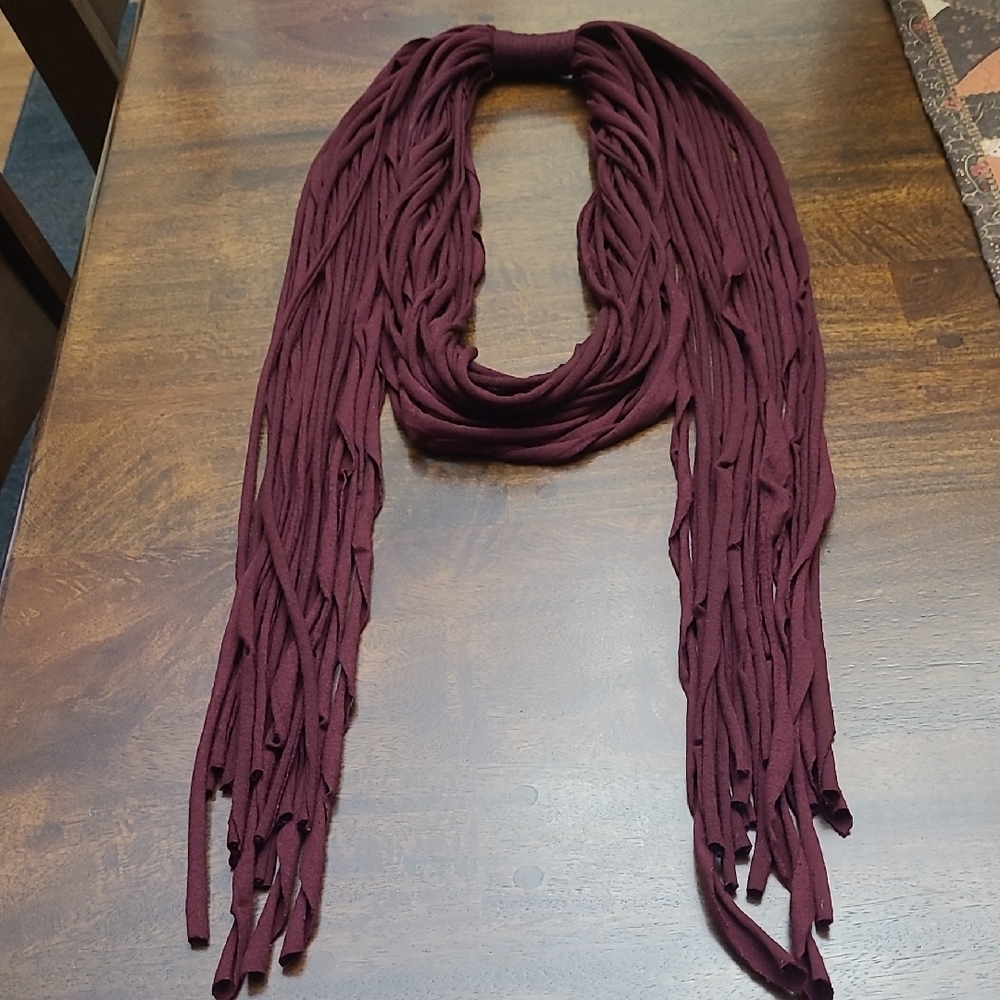 Elegant Burgundy Fringe Scarf